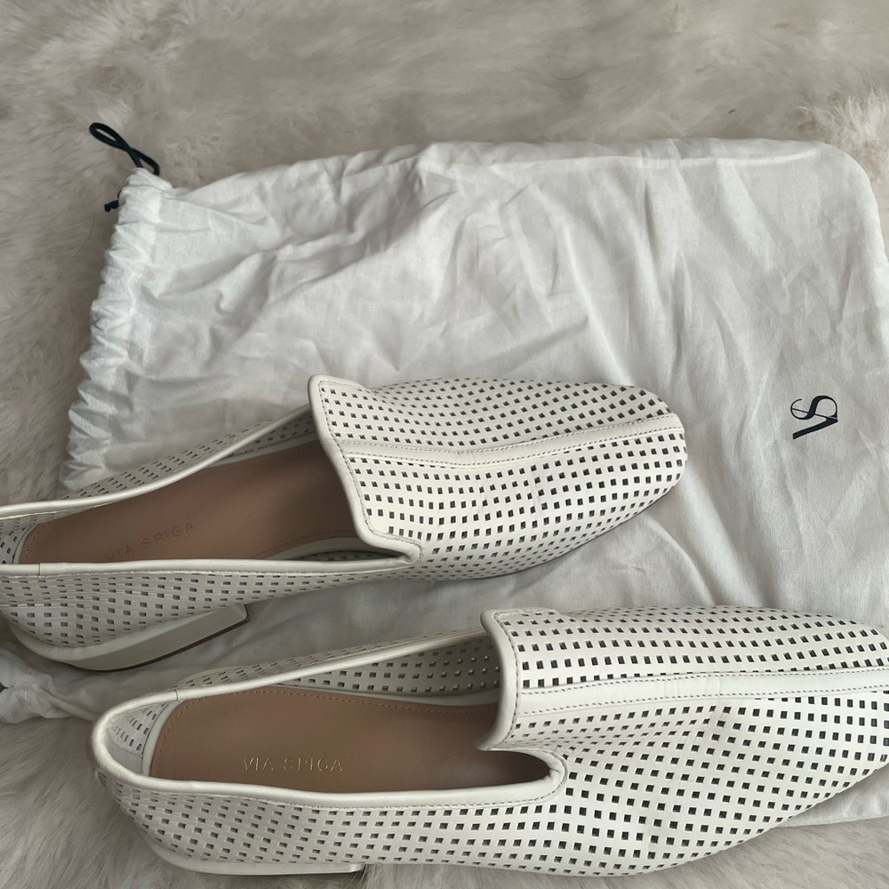 Via Spiga Women's White Loafers